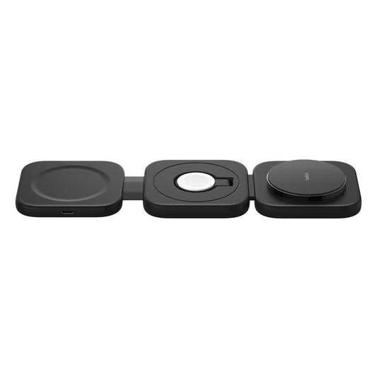 Belkin BoostCharge Pro 15 W Qi2 (15W) Ladestation, 3-in-1 Magnetisches drahtloses Reiseladepad mit Qi2 15W, Schwarz