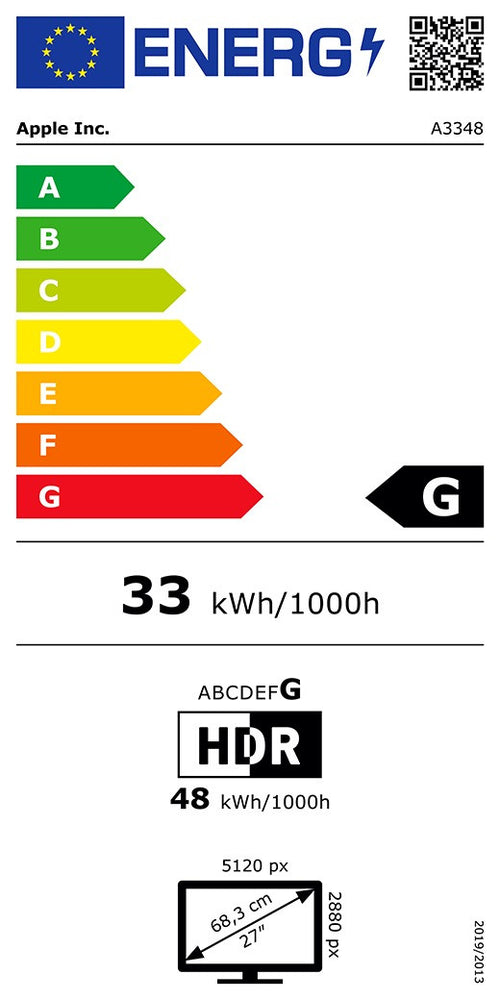 EU-Energylabel – Studio Display XDR Nanotexturglas