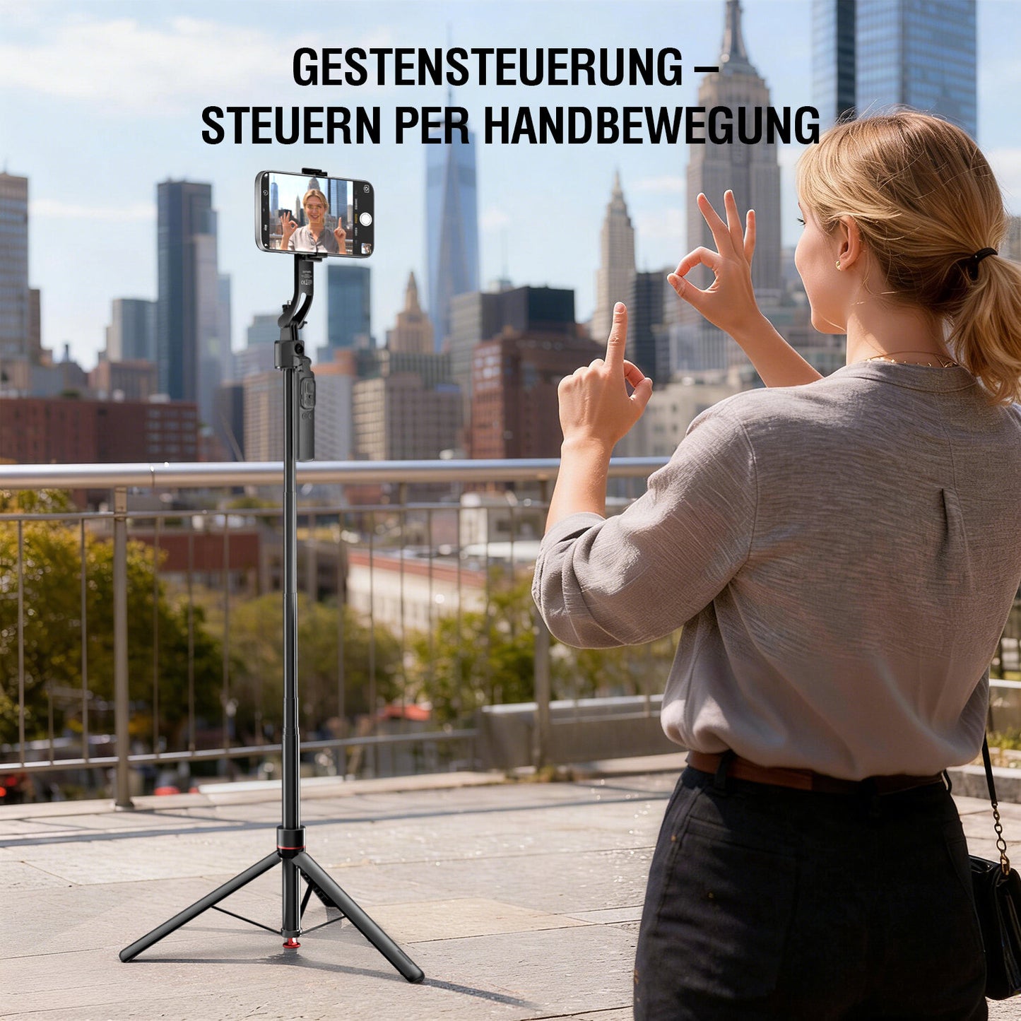 4smarts 360° AI-Stativ mit Gesichtsverfolgung inkl. Fernbedienung, schwarz