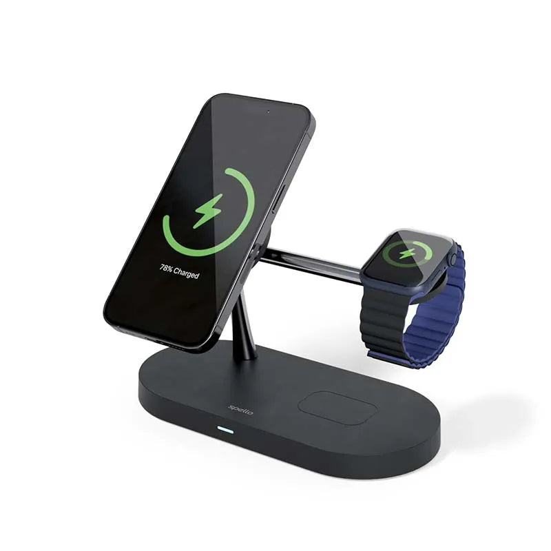 Spello 3in1 Magnetic Wireless Charging Stand - Schwarz