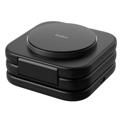 Belkin BoostCharge Pro 15 W Qi2 (15W) Ladestation, 3-in-1 Magnetisches drahtloses Reiseladepad mit Qi2 15W, Schwarz