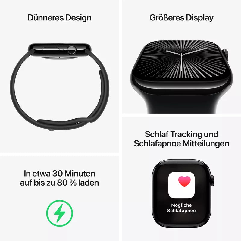 Apple Watch Series 10 42mm Jet Black Aluminium GPS Sport Loop