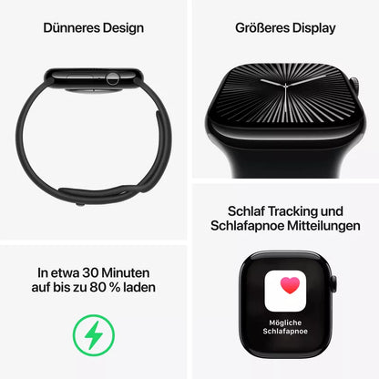 Apple Watch Series 10 42mm Jet Black Aluminium GPS Sport Loop